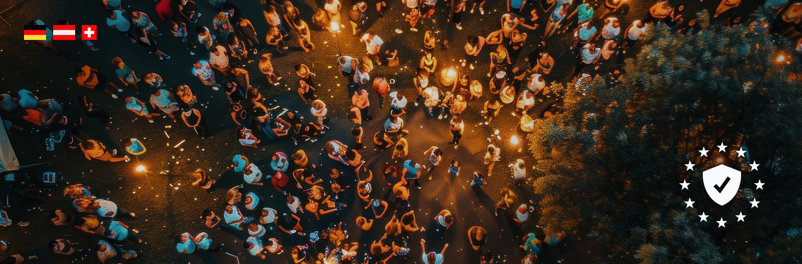 Eventpublikum im DACH-Raum mit Datenschutz-Signet
