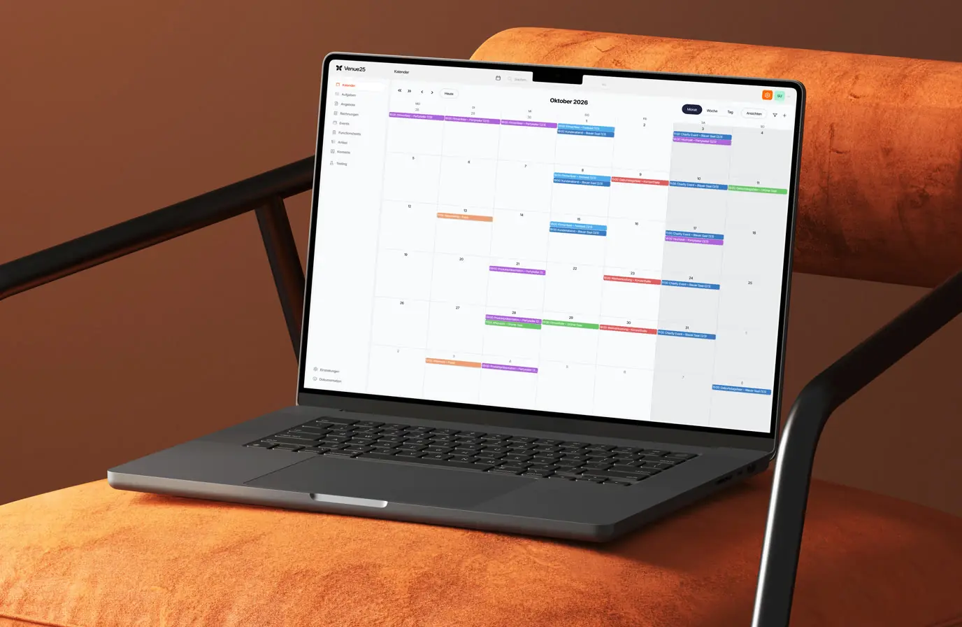 Venue25-Eventkalender auf einem Laptop