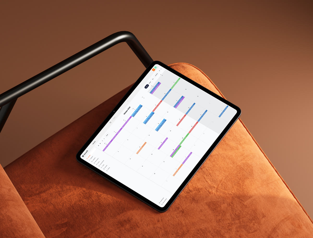 Venue25-Kalender auf einem Tablet